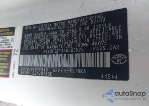 2010 Toyota Camry Le from USA, damaged, VIN 4T4BF3EK4AR003529